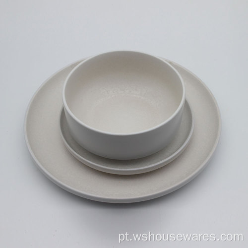 Solid Two Tone Color With Art Ceramic Dinner Set